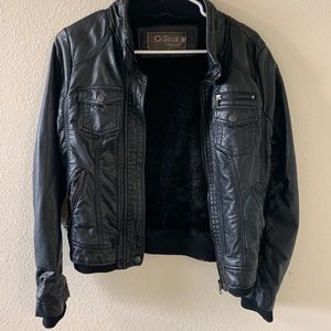 Ci Sono Black Fur Lined Faux Leather Jacket